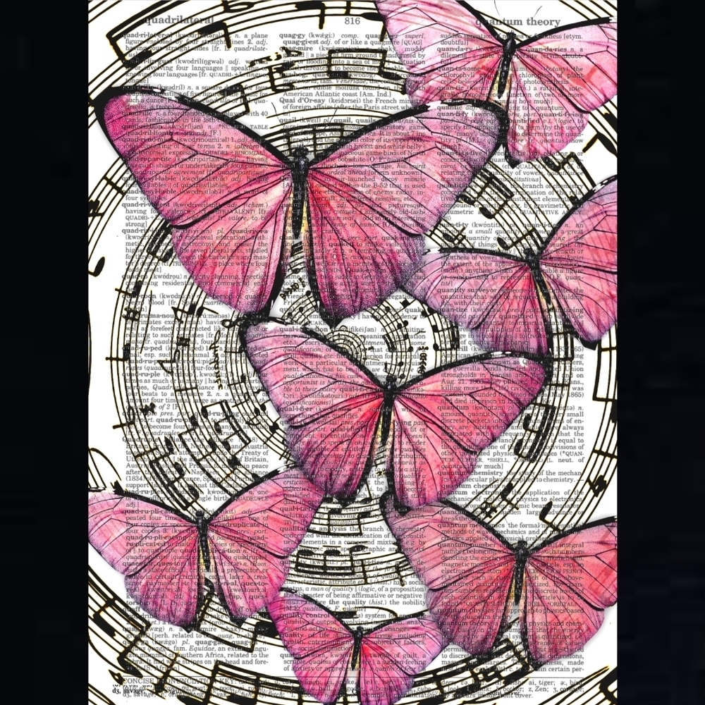 Butterfly Music Kaleidoscope Vintage Dictionary Art Pri…